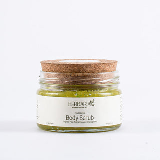 Herbaria Modern Botanicals Fruit Bomb Body Scrub sugar-based, lightweight, non-drying, vegan, cruelty-free exfoliating skincare