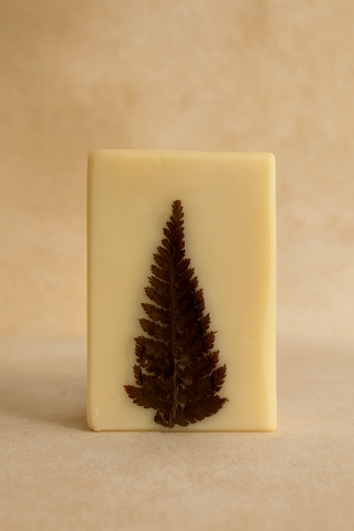 Love Stone | Artisinal Soap Bar (100gm), 100% Vegan - Real Pressed Fern Leaf, Shea Butter, Cacao Butter, Avocado Oil