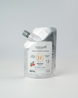 White Floral | BODY OIL - Refill Pack (200ml), 100%Vegan - Argan Oil, Grapeseed Oil,Baobab Oil,Pomergranate Oil