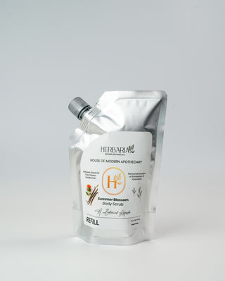 Summer Blossom | Body Scrub - Refill Pack (450gm),100%Vegan - Vanilla Pod, Tiare Flower, Safflower Seed Oil