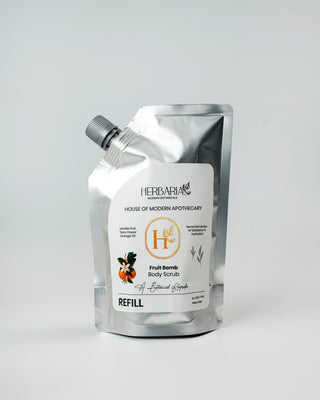 Fruit Bomb | Body Scrub - Refill Pack (450gm),100%Vegan - Vanilla Pod, Tiare Flower, Orange Oil