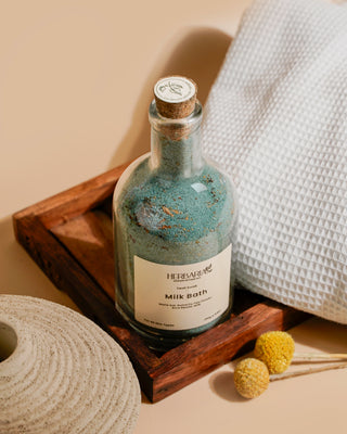 Teal Soak | Milk Bath (250gm), 100% Vegan - Maris Sal, Butterfly Pea Flower, Rice Beads, Milk