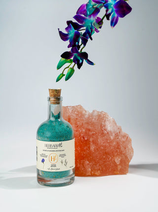 Teal Soak | Milk Bath (250gm), 100% Vegan - Maris Sal, Butterfly Pea Flower, Rice Beads, Milk