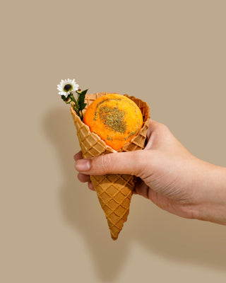 Chamomile Dusk | Bath Bomb (130GM), 100% Vegan- Orange Oil, Chamomile Flower, Sweet Almond Oil, Baking Soda, Citric acid