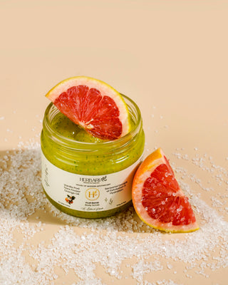 Fruit Bomb | Body Scrub (370gm), 100%Vegan - Vanilla Pod, Tiare Flower, Orange Oil