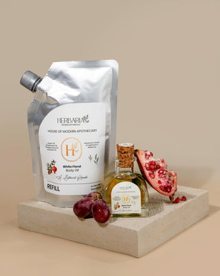 White Floral | BODY OIL - Refill Pack (200ml), 100%Vegan - Argan Oil, Grapeseed Oil,Baobab Oil,Pomergranate Oil