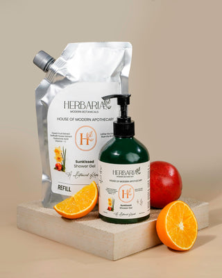 Sunkissed | Shower Gel (400ml), 100%Vegan - Peach Fruit Extract, Daffodil Flower Extract,Hyaluronic Acid & Vitamin-C