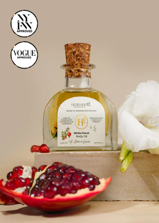 White Floral | BODY OIL (100ml), 100%Vegan - Argan Oil, Grapeseed Oil,Pomergranate Oil & Avocado Oil