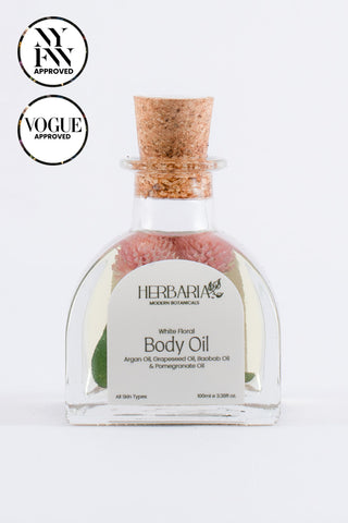 White Floral | BODY OIL (100ml), 100%Vegan - Argan Oil, Grapeseed Oil,Pomergranate Oil & Avocado Oil