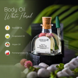 White Floral | BODY OIL (100ml), 100%Vegan - Argan Oil, Grapeseed Oil,Pomergranate Oil & Avocado Oil