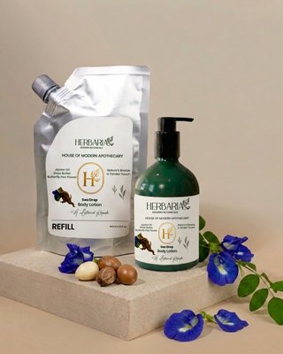 SEA DROP | BODY LOTION – REFILL PACK (400ML), 100% VEGAN- JOJOBA OIL, SHEA BUTTER, BUTTERFLY PEA FLOWER