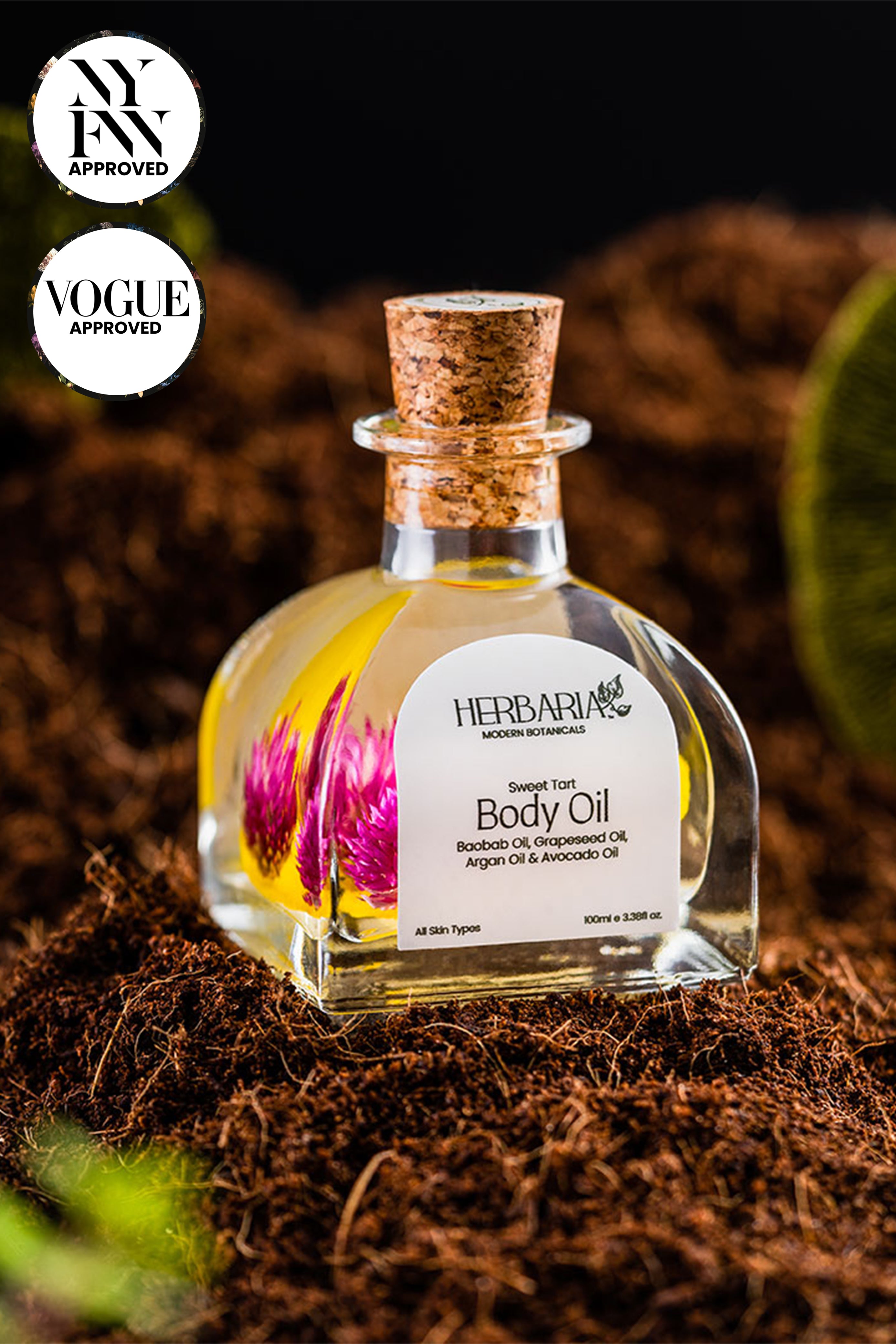 SWEET TART BODY OIL (100ml), 100%Vegan Argan Oil, Grapeseed Oil, B