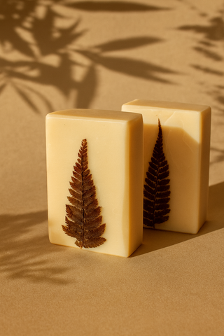 Love Stone | Artisinal Soap Bar (100gm), 100% Vegan - Real Pressed Fern Leaf, Shea Butter, Cacao Butter, Avocado Oil