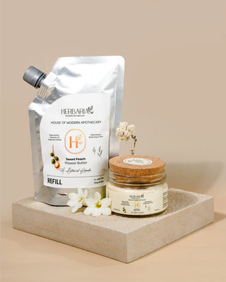 Sweet Peach | Shower Butter - Refill Pack (250gm), 100% Vegan - Shea Butter, Tamanu Oil, Capuaca Butter