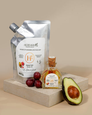 SWEET TART | BODY OIL - Refill Pack (200ml), 100%Vegan - Argan Oil, Grapeseed Oil, Baobab Oil, Pomergranate Oil